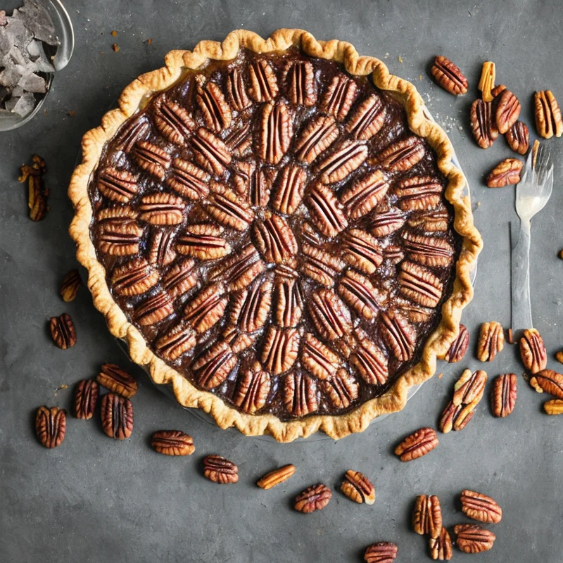 Pecannøddetærte - Illustration - kan være AI genereret og afvige fra opskriften
