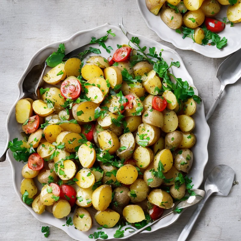 Varm kartoffelsalat - Illustration - kan være AI genereret og afvige fra opskriften