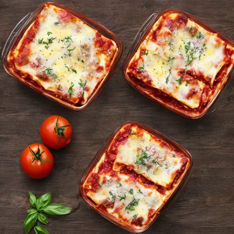Tomatlasagne med 3 slags ost - Illustration - kan være AI genereret og afvige fra opskriften