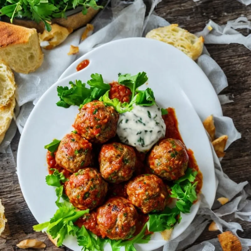Kalkunfrikadeller med lækkert fyld - Illustration - kan være AI genereret og afvige fra opskriften