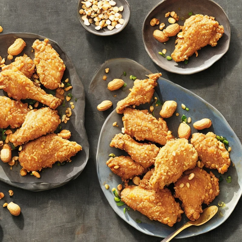 Lynstegt kylling med peanuts - Illustration - kan være AI genereret og afvige fra opskriften