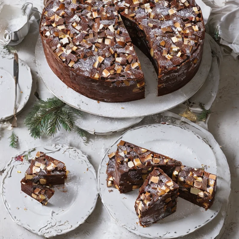 Stor julekage med nougat - Illustration - kan være AI genereret og afvige fra opskriften