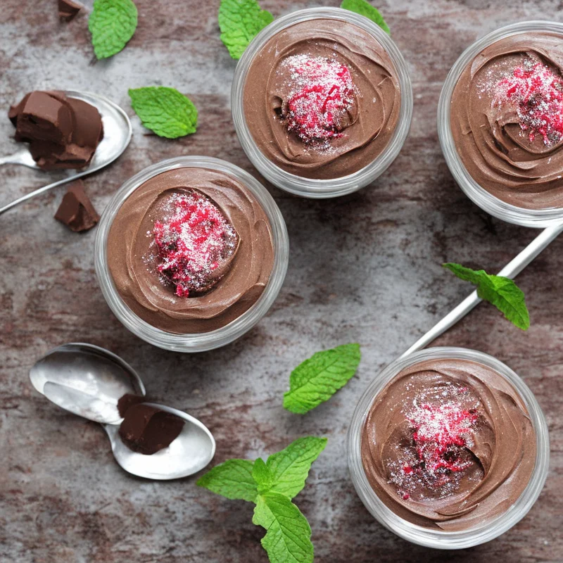 Pebermynte chokolademousse - Illustration - kan være AI genereret og afvige fra opskriften
