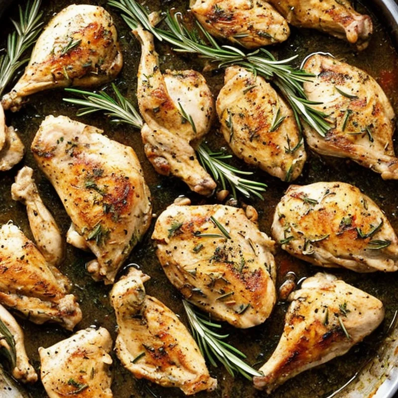 Rosmarin kylling - Illustration - kan være AI genereret og afvige fra opskriften