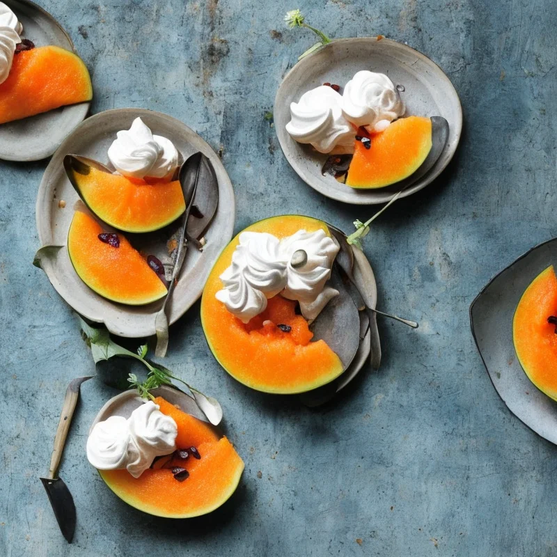 Bagt melon med marengs - Illustration - kan være AI genereret og afvige fra opskriften