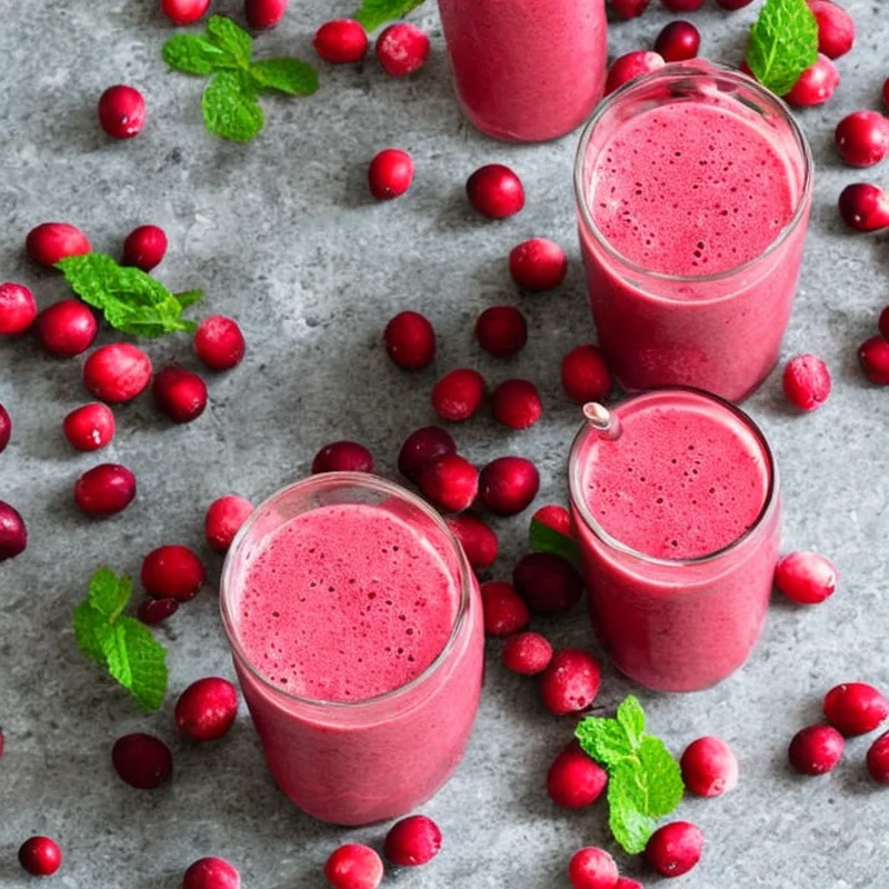 Tranebærsmoothie med hindbær - Illustration - kan være AI genereret og afvige fra opskriften