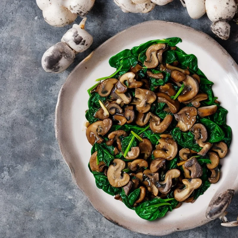 Kalvelever med svampe og spinat - Illustration - kan være AI genereret og afvige fra opskriften