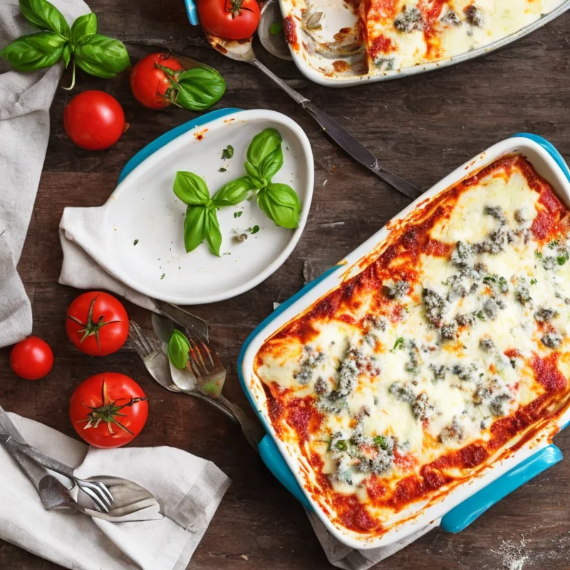 Lasagne med gorgonzolasauce - Illustration - kan være AI genereret og afvige fra opskriften