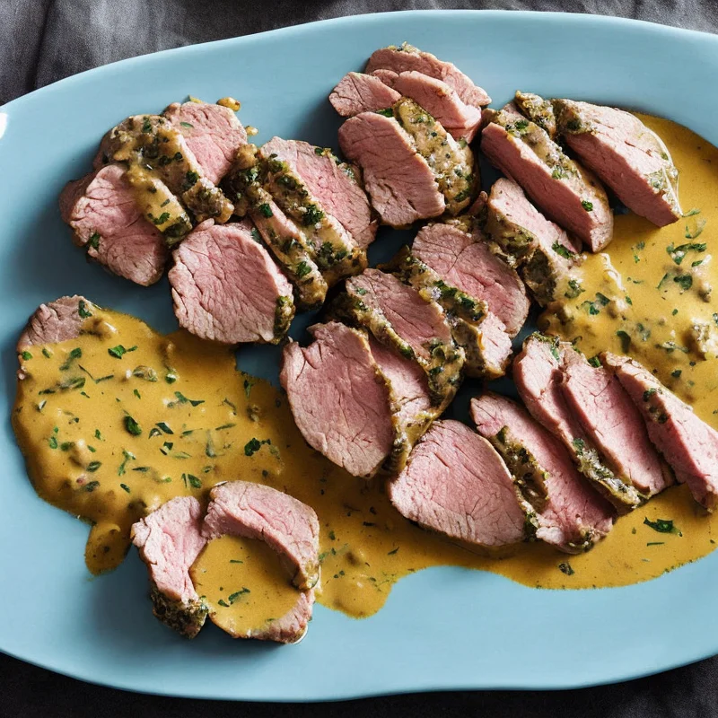 Mørbrad i sennepssovs - Illustration - kan være AI genereret og afvige fra opskriften