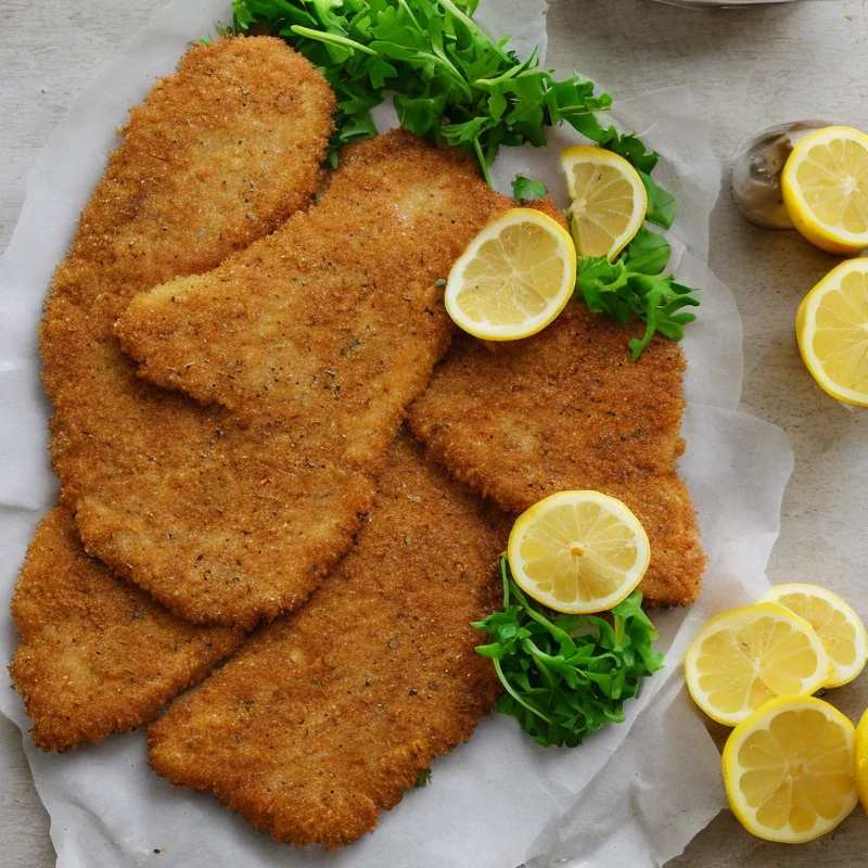 Citronpeberschnitzel - Illustration - kan være AI genereret og afvige fra opskriften