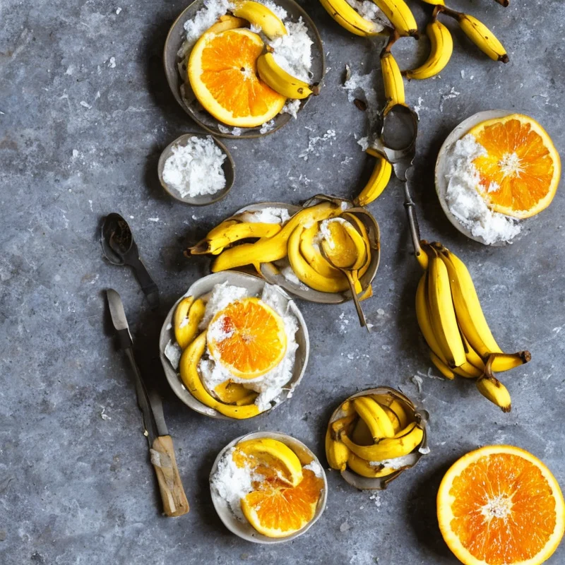 Bananer med kokos og orange - Illustration - kan være AI genereret og afvige fra opskriften