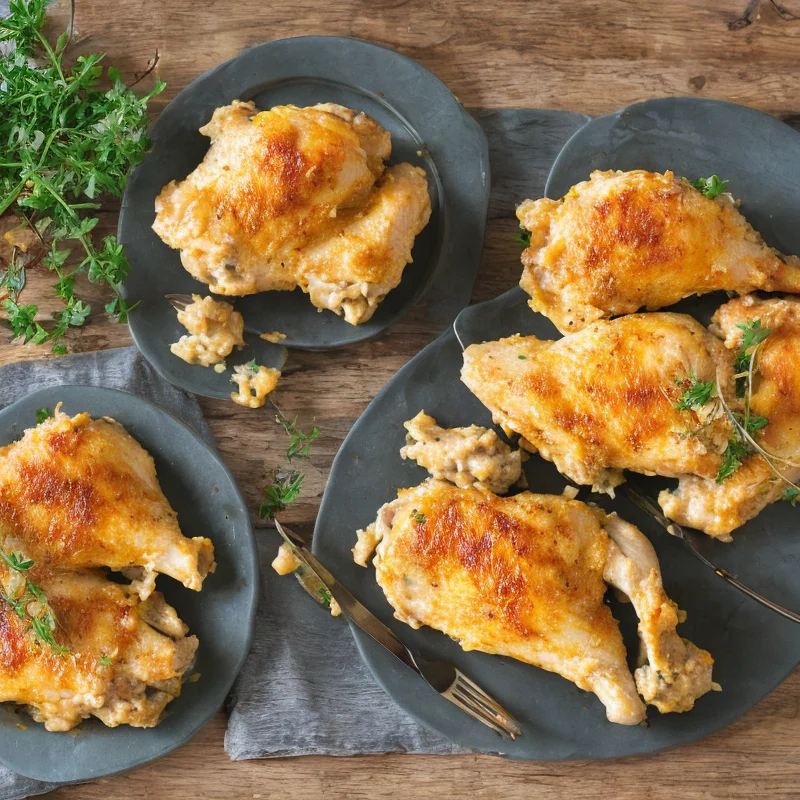 Kylling med ostedække - Illustration - kan være AI genereret og afvige fra opskriften