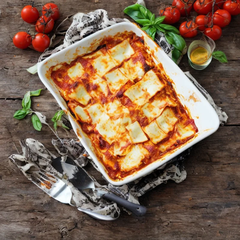 Lasagne med tofu - Illustration - kan være AI genereret og afvige fra opskriften