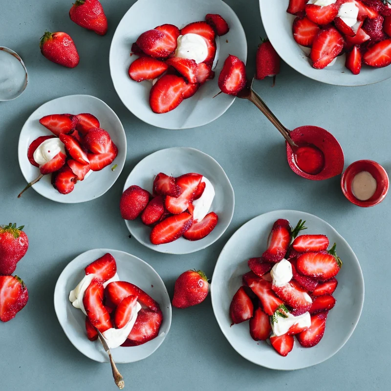 Marinerede jordbær med mascarpone - Illustration - kan være AI genereret og afvige fra opskriften