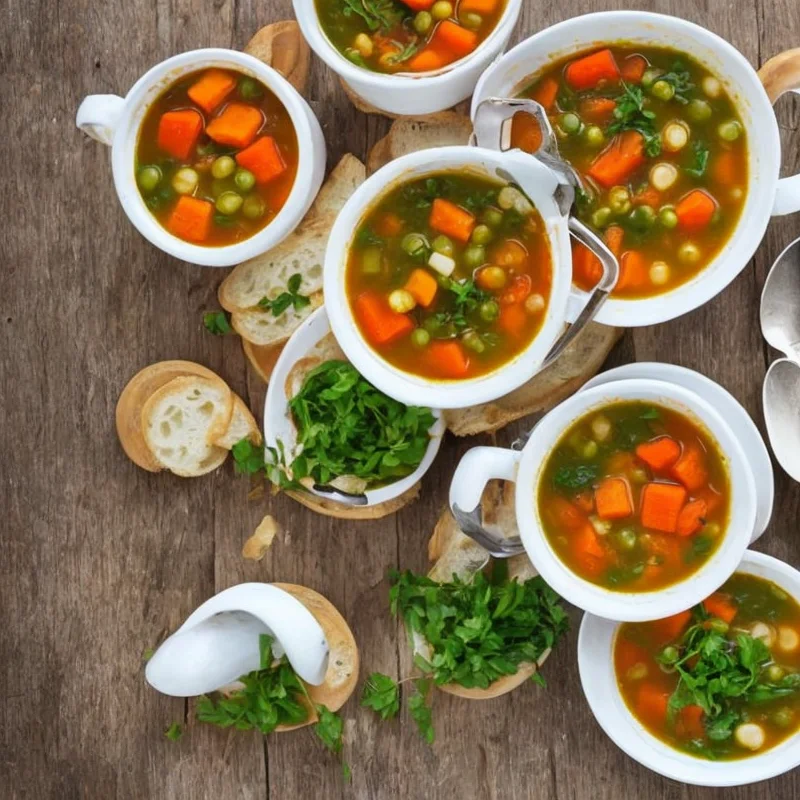 Hurtig grønsagssuppe - Illustration - kan være AI genereret og afvige fra opskriften
