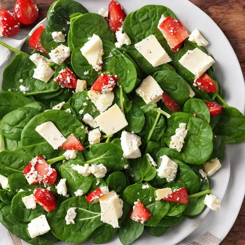 Spinatsalat med ost - Illustration - kan være AI genereret og afvige fra opskriften