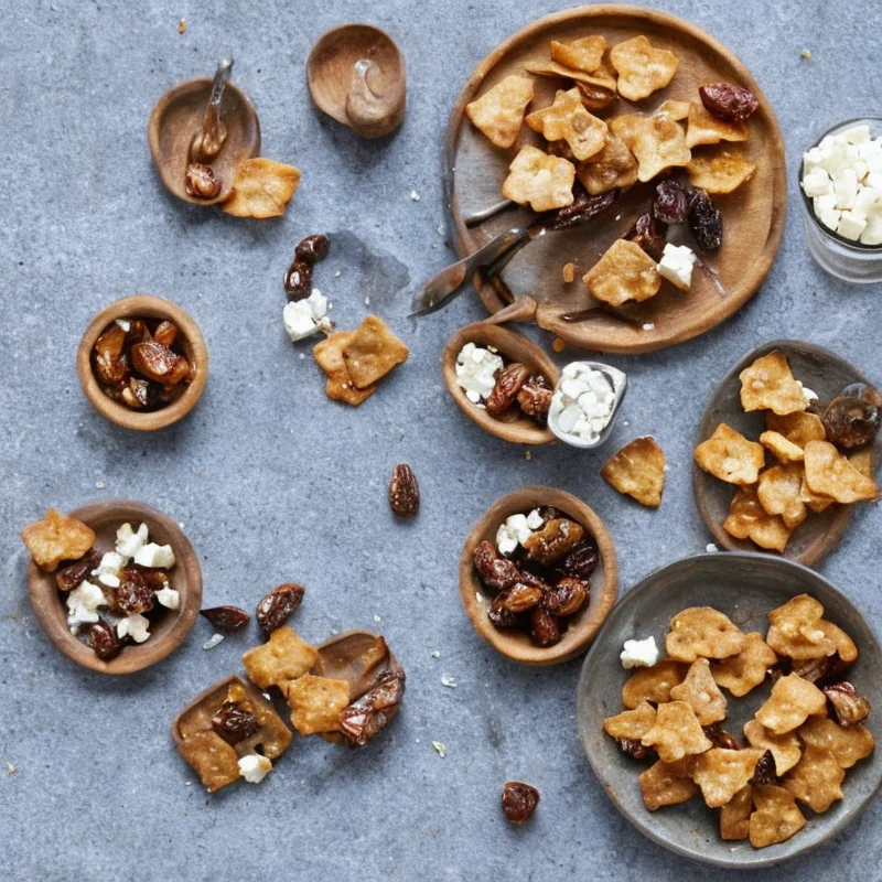 Snacks med feta og dadler - Illustration - kan være AI genereret og afvige fra opskriften