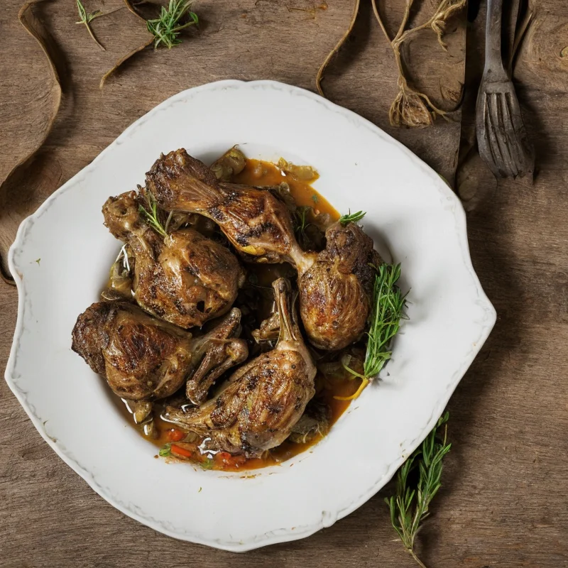 Braiserede vagtler - Illustration - kan være AI genereret og afvige fra opskriften