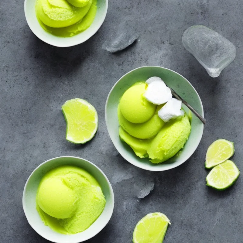 Sorbet med lime og banan - Illustration - kan være AI genereret og afvige fra opskriften