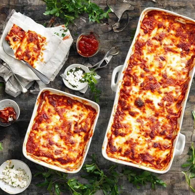 Lasagne med hytteret - Illustration - kan være AI genereret og afvige fra opskriften