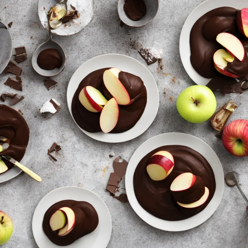 Æbler med chokoladeskum - Illustration - kan være AI genereret og afvige fra opskriften