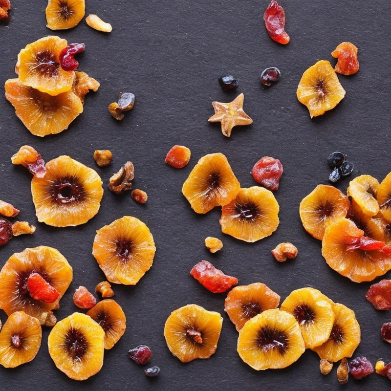 Soltørrede frugter i vin - Illustration - kan være AI genereret og afvige fra opskriften