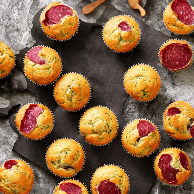 Madmuffins med salami - Illustration - kan være AI genereret og afvige fra opskriften