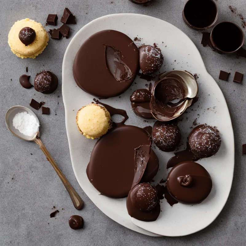 Chokoladedessert på makronbund - Illustration - kan være AI genereret og afvige fra opskriften