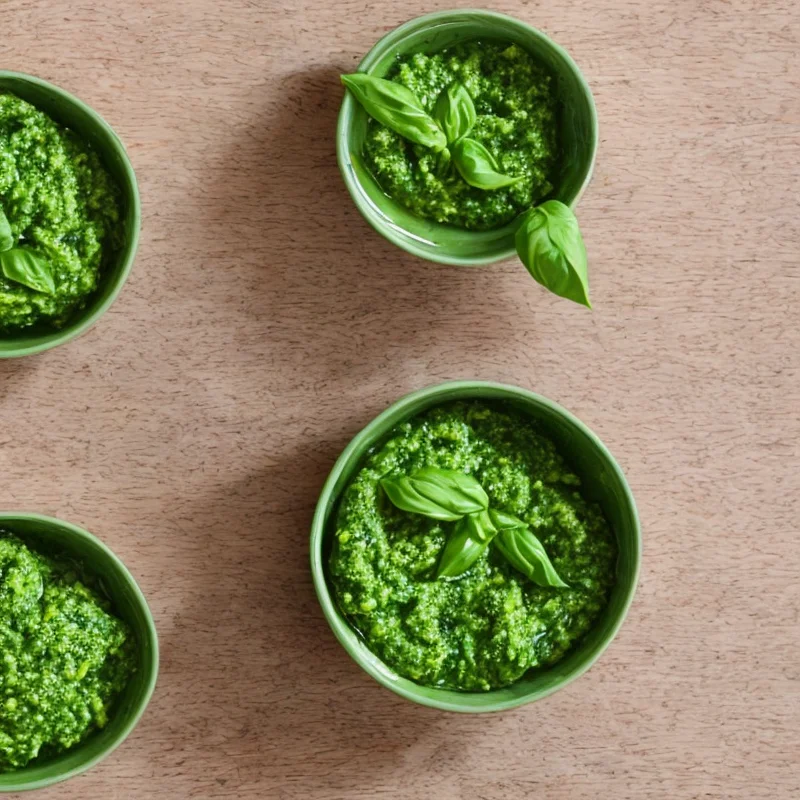 Hurtig pesto - Illustration - kan være AI genereret og afvige fra opskriften