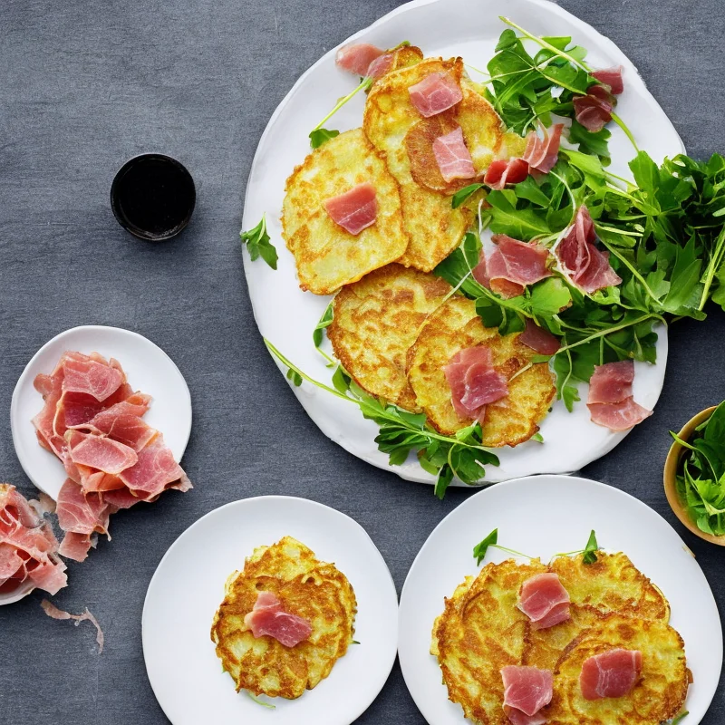 Kartoffelpandekage med serranoskinke - Illustration - kan være AI genereret og afvige fra opskriften