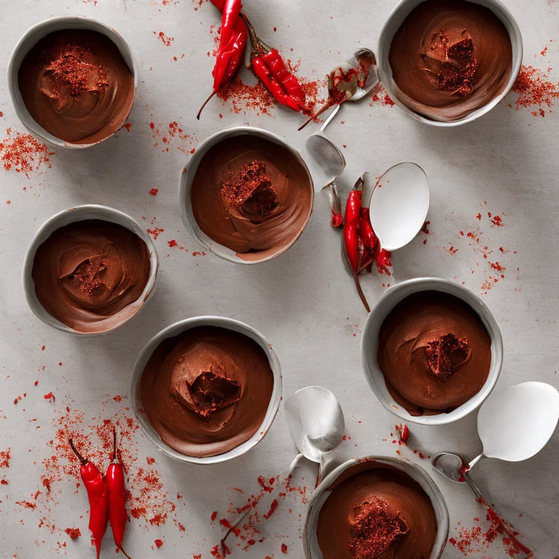 Dobbelt chokolademousse med chili - Illustration - kan være AI genereret og afvige fra opskriften