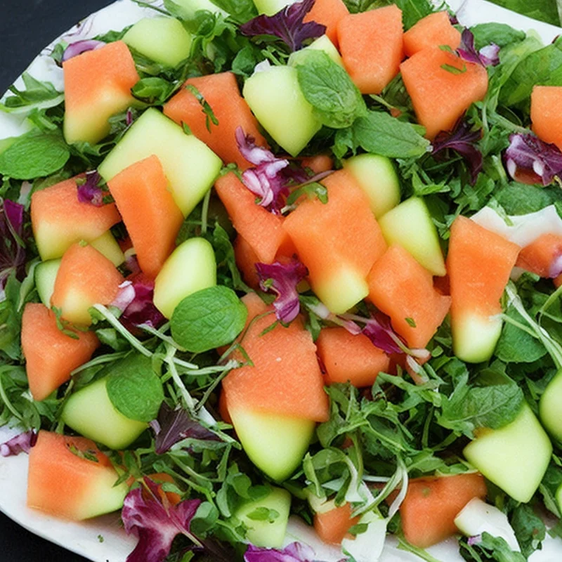 Melonsalat - Illustration - kan være AI genereret og afvige fra opskriften
