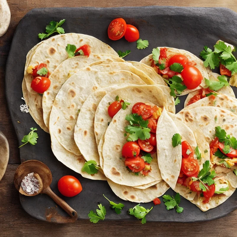 Tortillaer med fisk og tomat - Illustration - kan være AI genereret og afvige fra opskriften