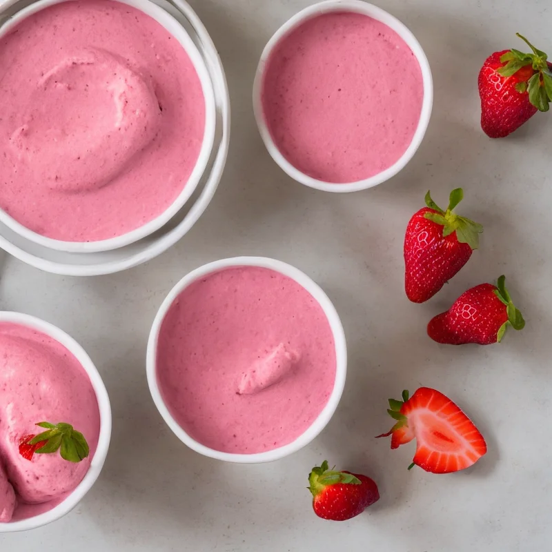 Letfrossen jordbærmousse - Illustration - kan være AI genereret og afvige fra opskriften