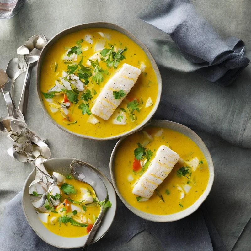 Hellefikesuppe med karry - Illustration - kan være AI genereret og afvige fra opskriften