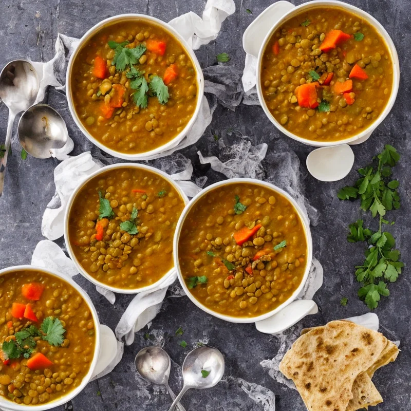 Karry/linsesuppe - Illustration - kan være AI genereret og afvige fra opskriften