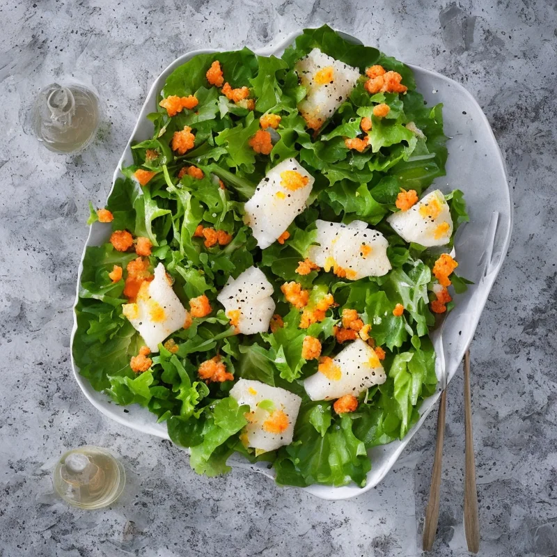 Salat med torskerogn - Illustration - kan være AI genereret og afvige fra opskriften