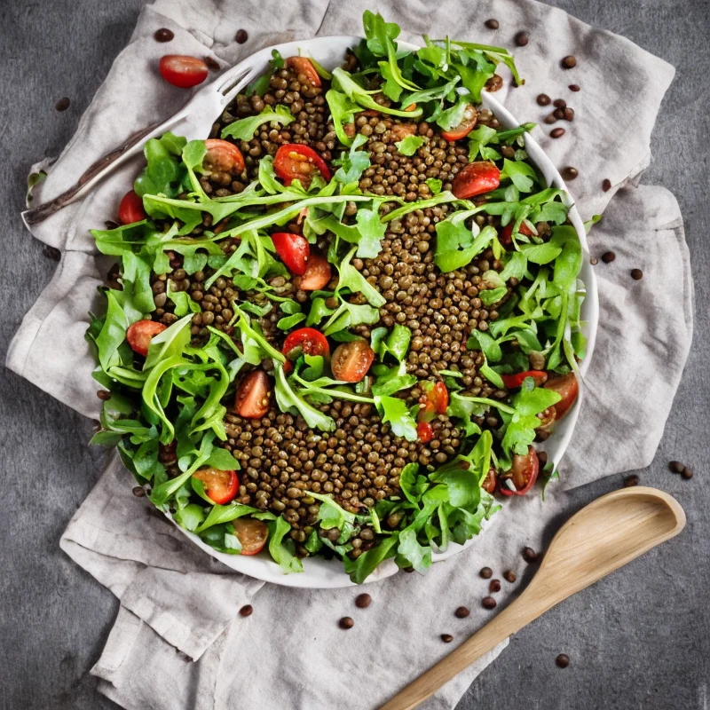 Salat med linser - Illustration - kan være AI genereret og afvige fra opskriften