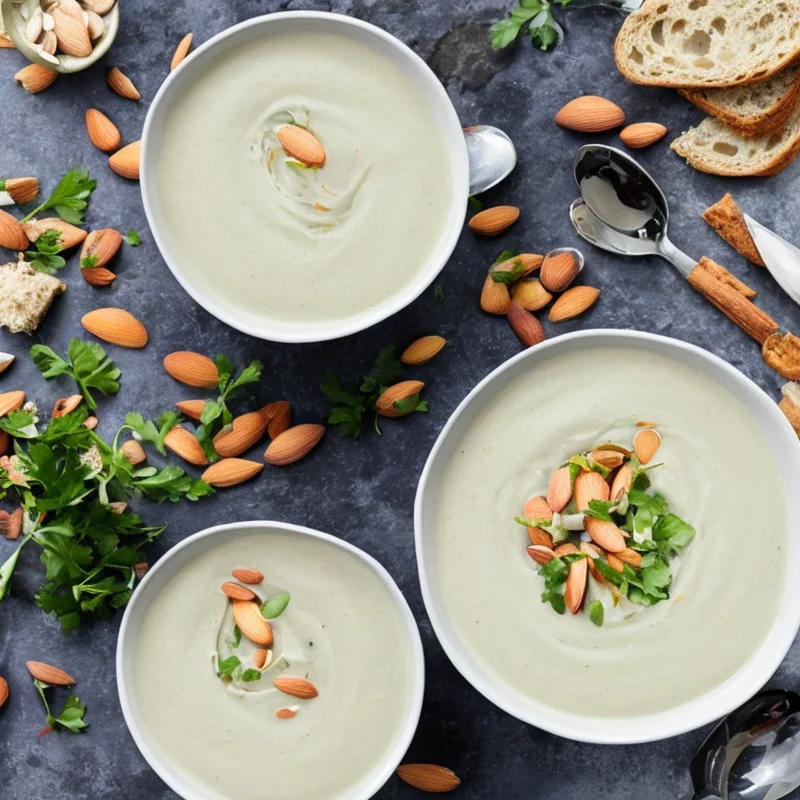 Kold mandelsuppe - Illustration - kan være AI genereret og afvige fra opskriften