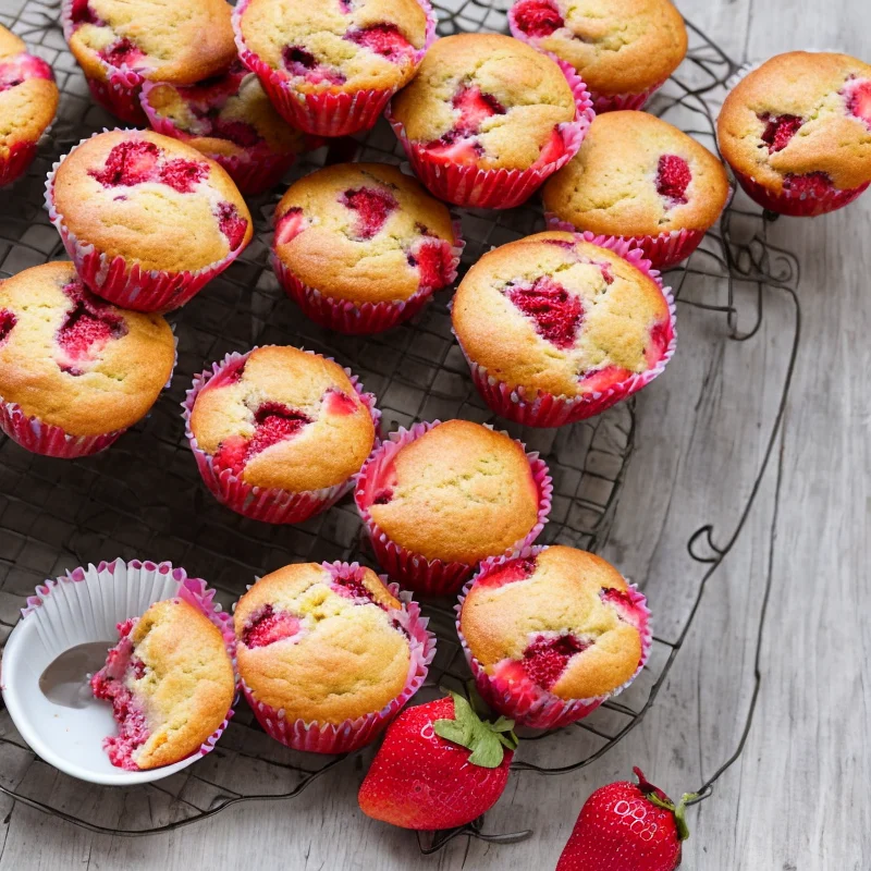 Jordbærmuffins - Illustration - kan være AI genereret og afvige fra opskriften