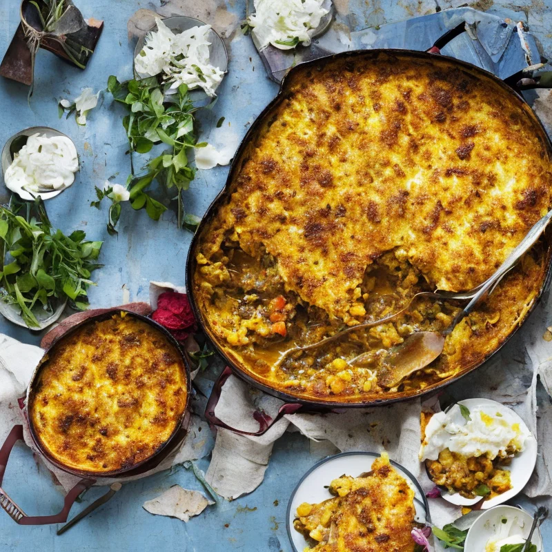 Karrygratin med lam - Illustration - kan være AI genereret og afvige fra opskriften