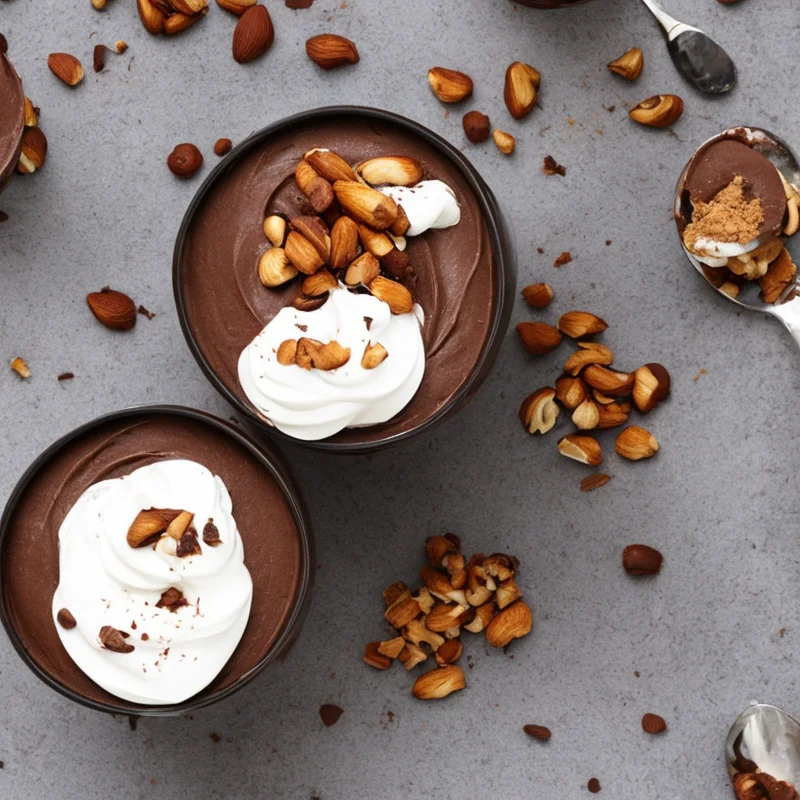 Nødde/chokolade-mousse - Illustration - kan være AI genereret og afvige fra opskriften