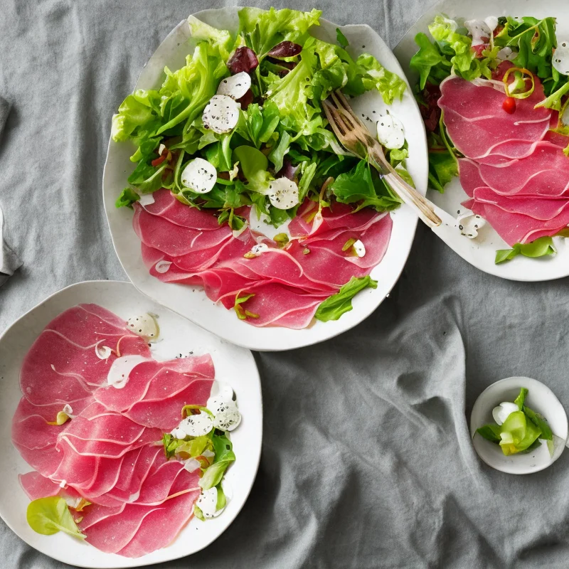 Salatskåle med carpaccio - Illustration - kan være AI genereret og afvige fra opskriften