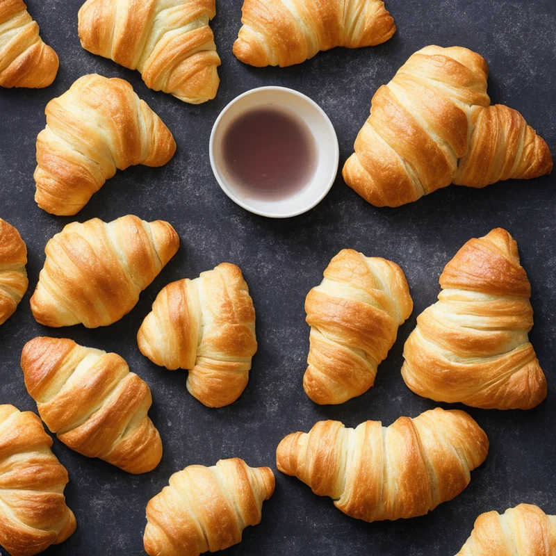 Nemme croissanter med marcipan-nøddefyld - Illustration - kan være AI genereret og afvige fra opskriften