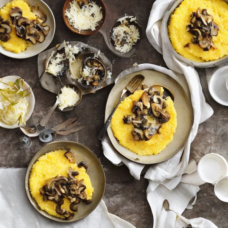 Parmesan-polenta med smaperagout - Illustration - kan være AI genereret og afvige fra opskriften