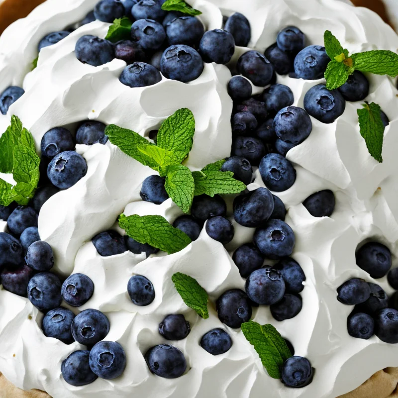 Pavlova med mynte, blåbær og After Eight - Illustration - kan være AI genereret og afvige fra opskriften