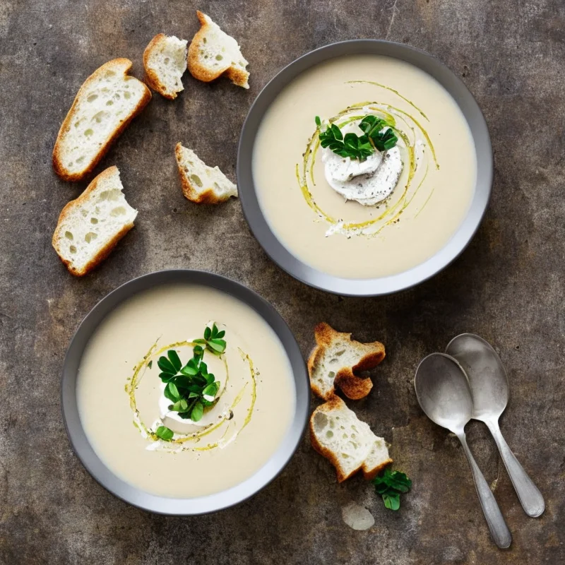 Jordskokkesuppe med mascarpone - Illustration - kan være AI genereret og afvige fra opskriften