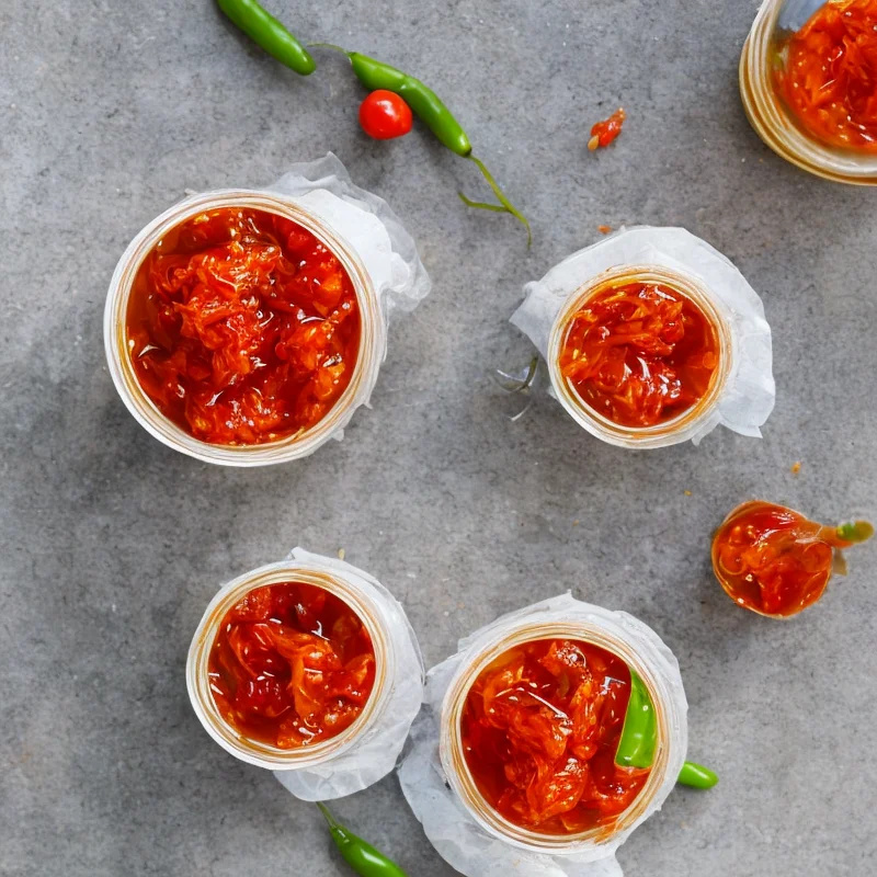 Syltet chili-tomatmarmelade - Illustration - kan være AI genereret og afvige fra opskriften