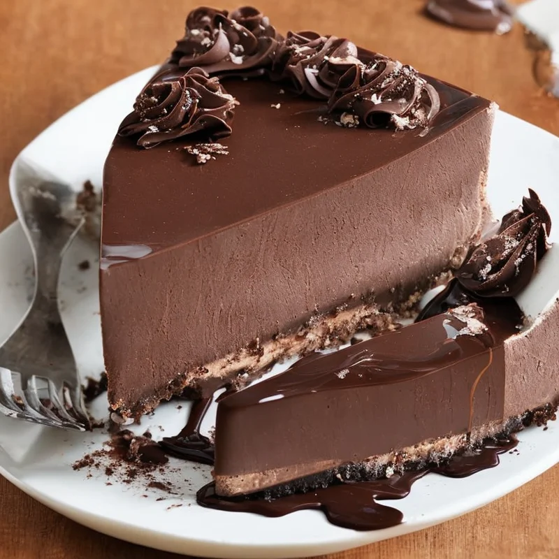 Kakaocheesecake med chokoladeganache - Illustration - kan være AI genereret og afvige fra opskriften