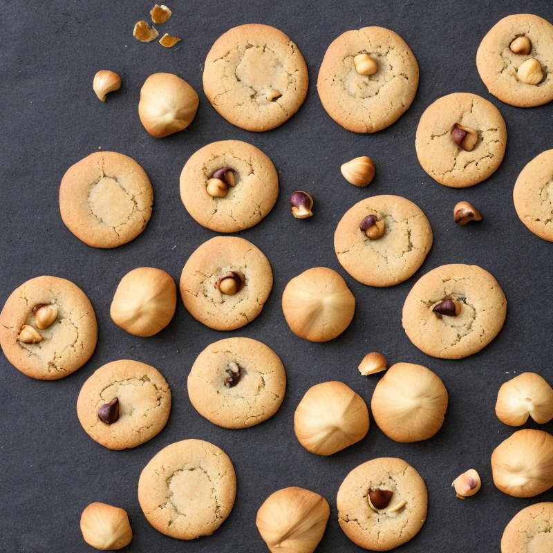 Cookies med marcipan og hasselnødder - Illustration - kan være AI genereret og afvige fra opskriften